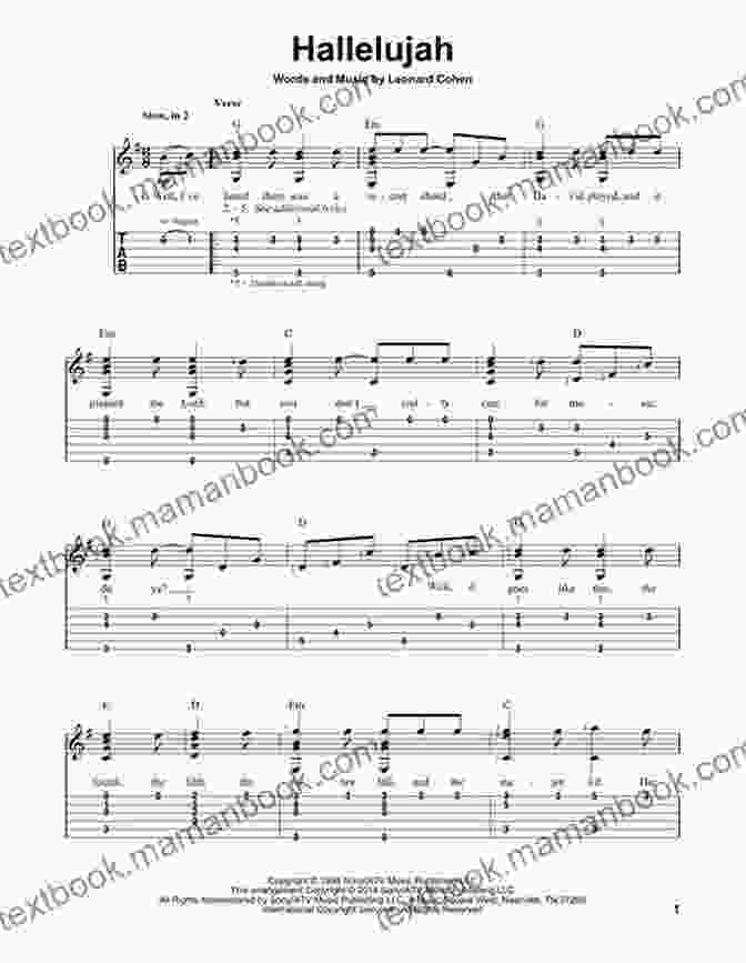 Hallelujah By Leonard Cohen Guitar Tablature 12 Easy Guitar Pieces I Classic Popular Song In Standard Notation Tablature And Chords For Beginners: TAB And Scores With Short Description And Chord Chart Ukulele Strum I Music Gift For Guitarists