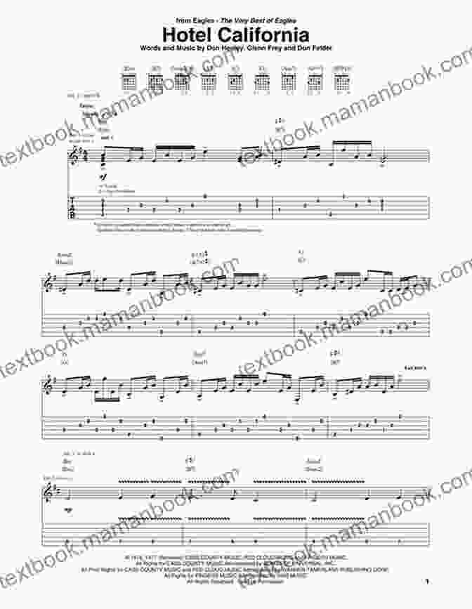 Hotel California By The Eagles Guitar Tablature 12 Easy Guitar Pieces I Classic Popular Song In Standard Notation Tablature And Chords For Beginners: TAB And Scores With Short Description And Chord Chart Ukulele Strum I Music Gift For Guitarists