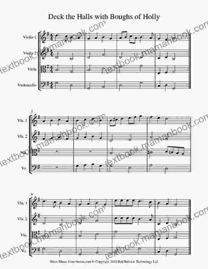 Image Of Sheet Music For 'Deck The Halls' For String Quartet Viola Part Of 10 Christmas Tunes For String Quartet: Easy/Intermediate (10 Christmas Tunes For String Quartet 3)