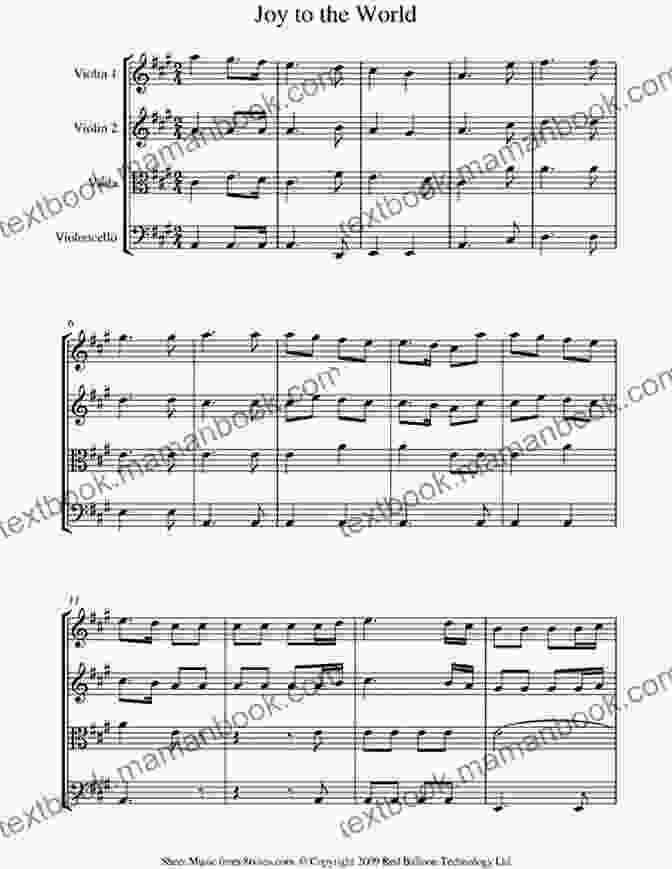 Image Of Sheet Music For 'Joy To The World' For String Quartet Viola Part Of 10 Christmas Tunes For String Quartet: Easy/Intermediate (10 Christmas Tunes For String Quartet 3)