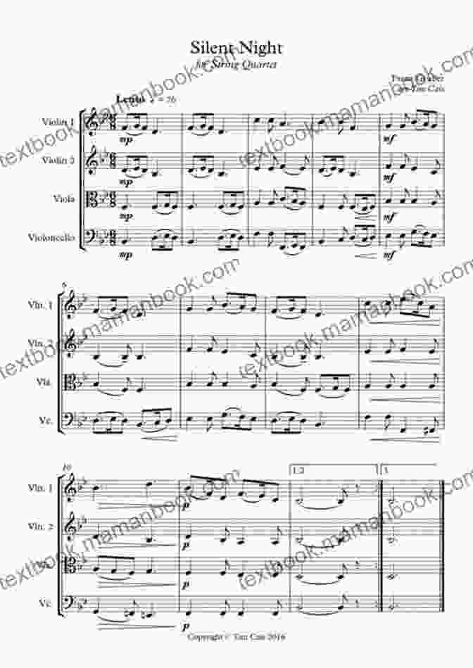 Image Of Sheet Music For 'Silent Night' For String Quartet Viola Part Of 10 Christmas Tunes For String Quartet: Easy/Intermediate (10 Christmas Tunes For String Quartet 3)