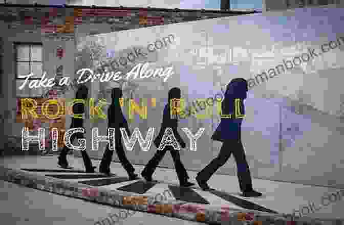 Panoramic View Of The Rock 'n' Roll Highway With Neon Lights And Silhouettes Of Musicians Stars Of The Rock N Roll Highway