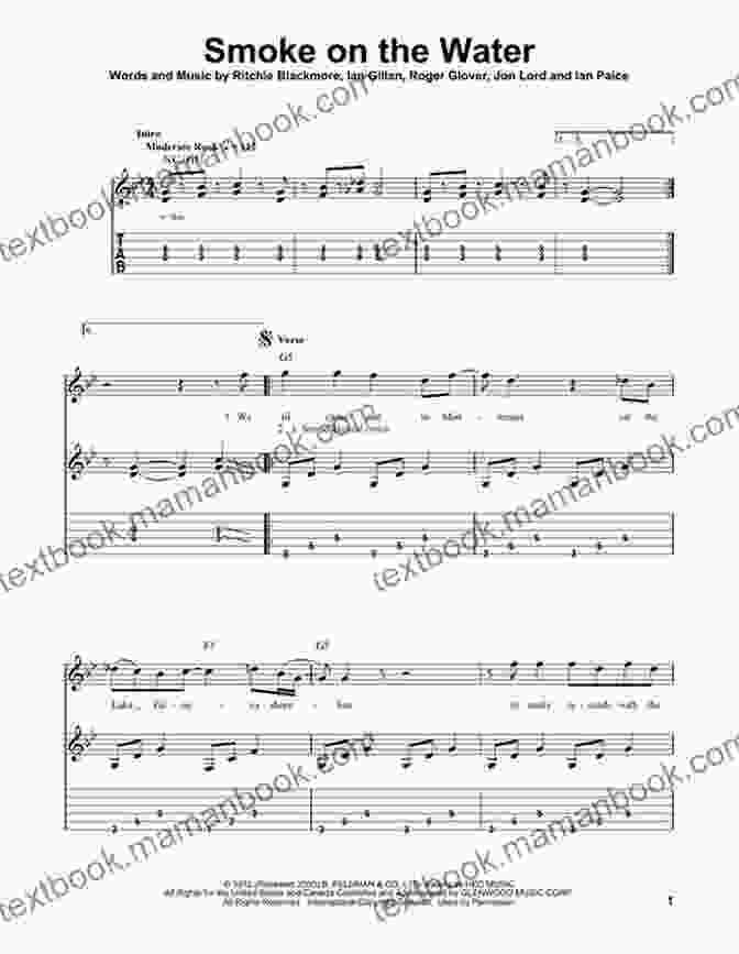 Smoke On The Water By Deep Purple Guitar Tablature 12 Easy Guitar Pieces I Classic Popular Song In Standard Notation Tablature And Chords For Beginners: TAB And Scores With Short Description And Chord Chart Ukulele Strum I Music Gift For Guitarists