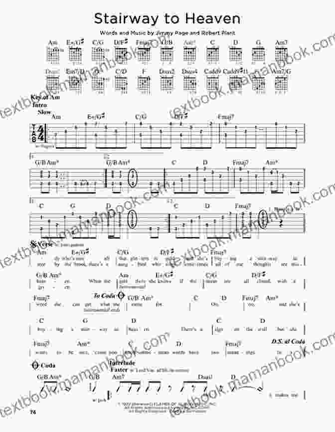 Stairway To Heaven By Led Zeppelin Guitar Tablature 12 Easy Guitar Pieces I Classic Popular Song In Standard Notation Tablature And Chords For Beginners: TAB And Scores With Short Description And Chord Chart Ukulele Strum I Music Gift For Guitarists