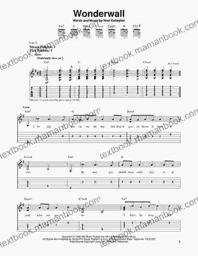 Wonderwall By Oasis Guitar Tablature 12 Easy Guitar Pieces I Classic Popular Song In Standard Notation Tablature And Chords For Beginners: TAB And Scores With Short Description And Chord Chart Ukulele Strum I Music Gift For Guitarists